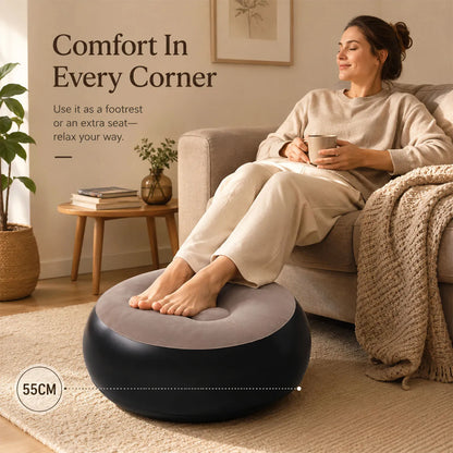 1PC Inflatable Foot Stool Ottoman Round Air Footrest Pouf Portable Seat Sofa Chair 2-in-1 Footrest & Extra Seating Lightweight