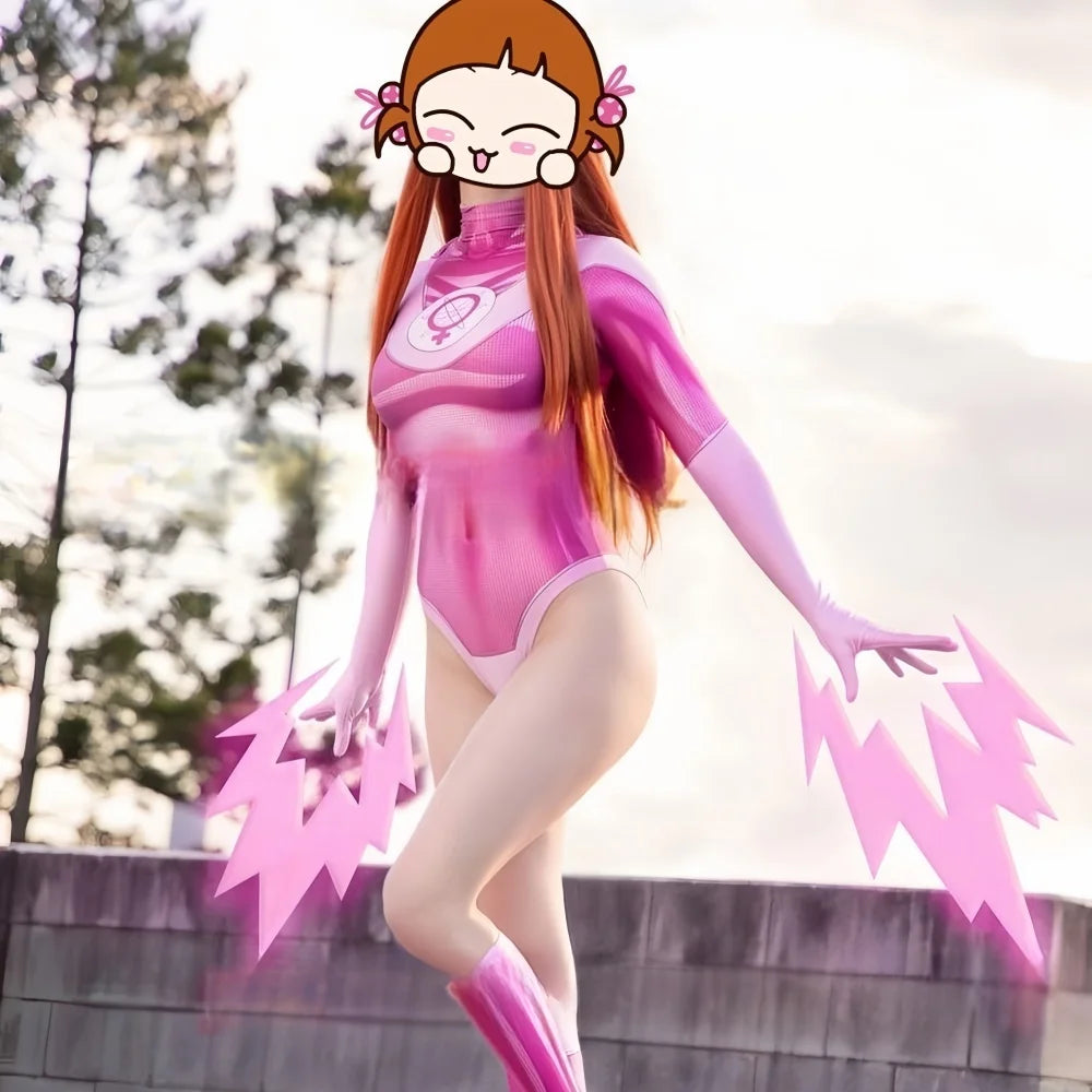 Invincible Atom Eve Cosplay Fantasia Costume Disguise for Adult Women Jumpsuit Bodysuit Pink Outfits  Halloween Carnival Suit