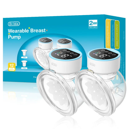 MAMIJOY 2PCS Wearable Electric Breast Pumps 4 Modes＆12 Levels Hands Free Breast Pump 40dB Low Noise Free 19/24mm Flange DEB26D