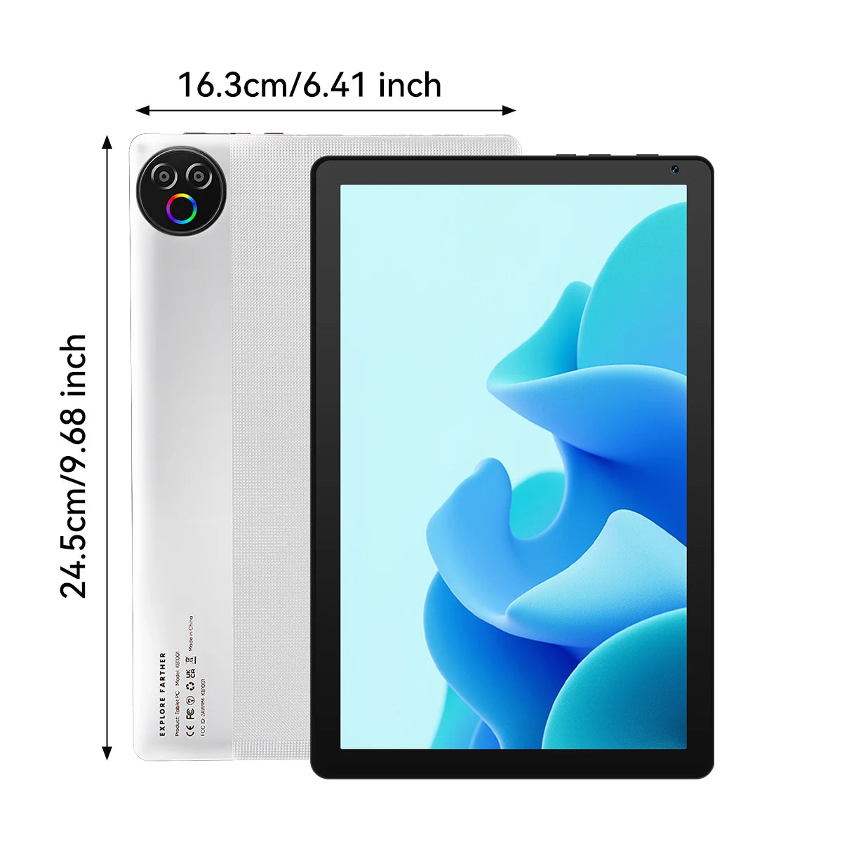 KB1001 Android 16 Tablet 10.1 Inch 20(3+17)GB RAM 1TB TF 6000mAh Face Unlock 8MP Dual Camera OTG Widevine L1 BT 5.4/5G WiFi Portable Work Study Tablet PC - Black