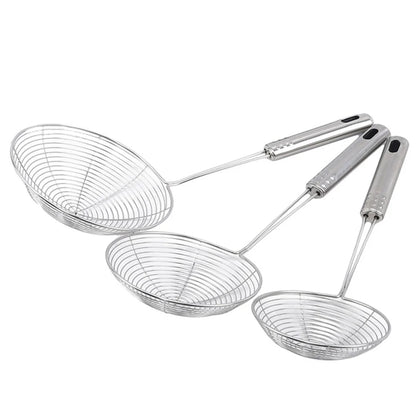 1pc Stainless Steel Fine Mesh Skimmer Spoon Multi-Function Spider Strainer with Long Handle for Cooking Frying and Noodle Strain