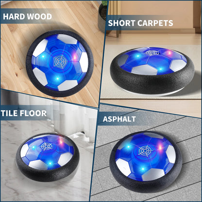 MQUDUO Indoor Hover Soccer Toy Gift Set, LED Air Football with Goal Nets, Family Sports Game for Boys Girls