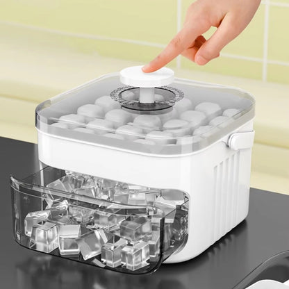 2-Layer Ice Cube Tray with Lid, Large Capacity & Space-Saving, Perfect for Small Freezers. Easy Make & Store.