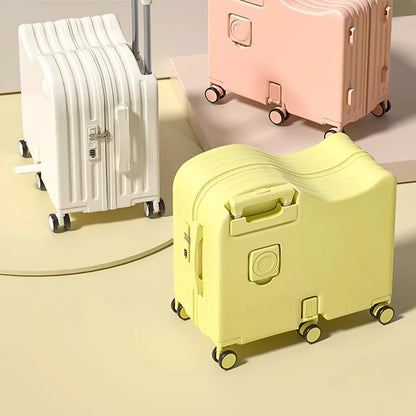 New Children's Luggage Can Sit and Ride With Hidden Cup Holders Footrest Design Durable Trolley Travel Password Box Seat Diva