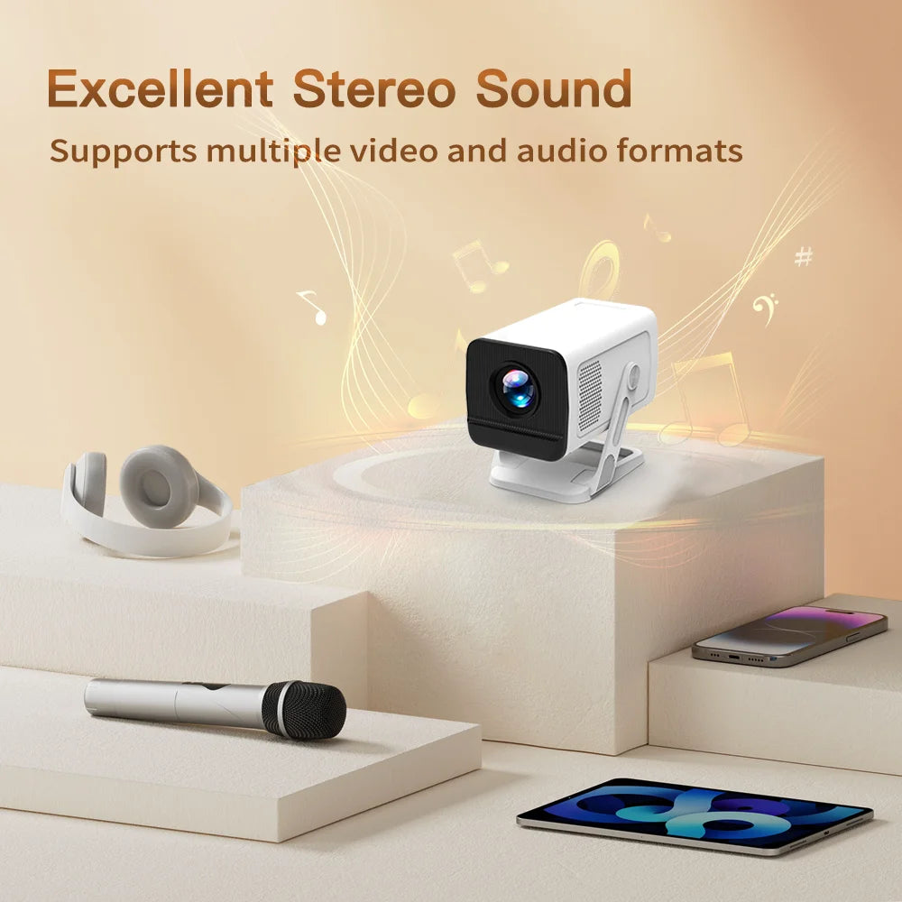 LynCast X1AQ Projector Built in 5W Speaker 1280*720P Android 11  4K 400ANSI Wifi6 BT5.2 Outdoor Portable Projector Home Cinema