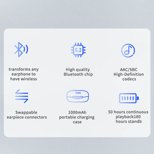 TRN BT20 Pro True Wireless Bluetooth 5.3 Earphone Module HiFi Earphone Upgrade Cable /MMCX Connector Replaceable Plug Ear Hook