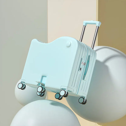 New Children's Luggage Can Sit and Ride With Hidden Cup Holders Footrest Design Durable Trolley Travel Password Box Seat Diva