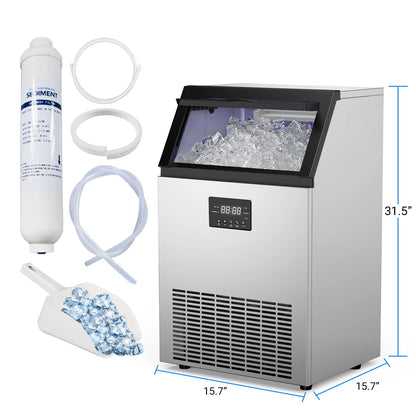 ETL Certified Commercial Ice Maker Machine 160LBS/24H, 45LBS Capacity Freestanding & Under Counter Ice Maker, Clear Ice Cubes