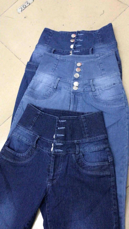 Women's High Quality 100% Cotton Mid Zipper Fly Flat Denim Pants Eco-Friendly Breathable Windproof 180g Solid Color Streetwear