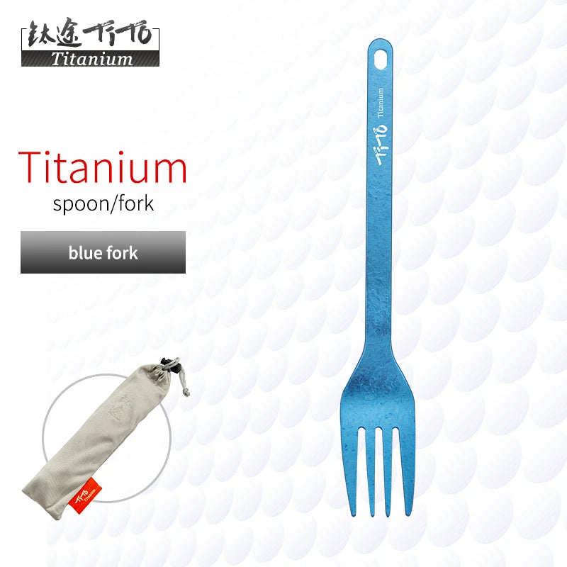 TiTo Outdoor Camping Titanium Spork 13.8g Ultralight Titanium Spoon Long Handle Spoon Outdoor Camping Picnic Titanium Fork