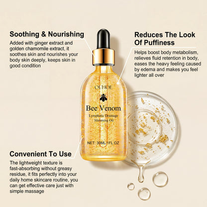 Bee Venom Slimming Oil Lymphatic Drainage Weight Loss Body Firming Tightening Hydrating Fat Burning Anti Cellulite Massage Oil
