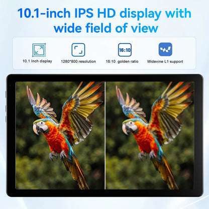 KB1001 Android 16 Tablet 10.1 Inch 20(3+17)GB RAM 1TB TF 6000mAh Face Unlock 8MP Dual Camera OTG Widevine L1 BT 5.4/5G WiFi Portable Work Study Tablet PC - Black