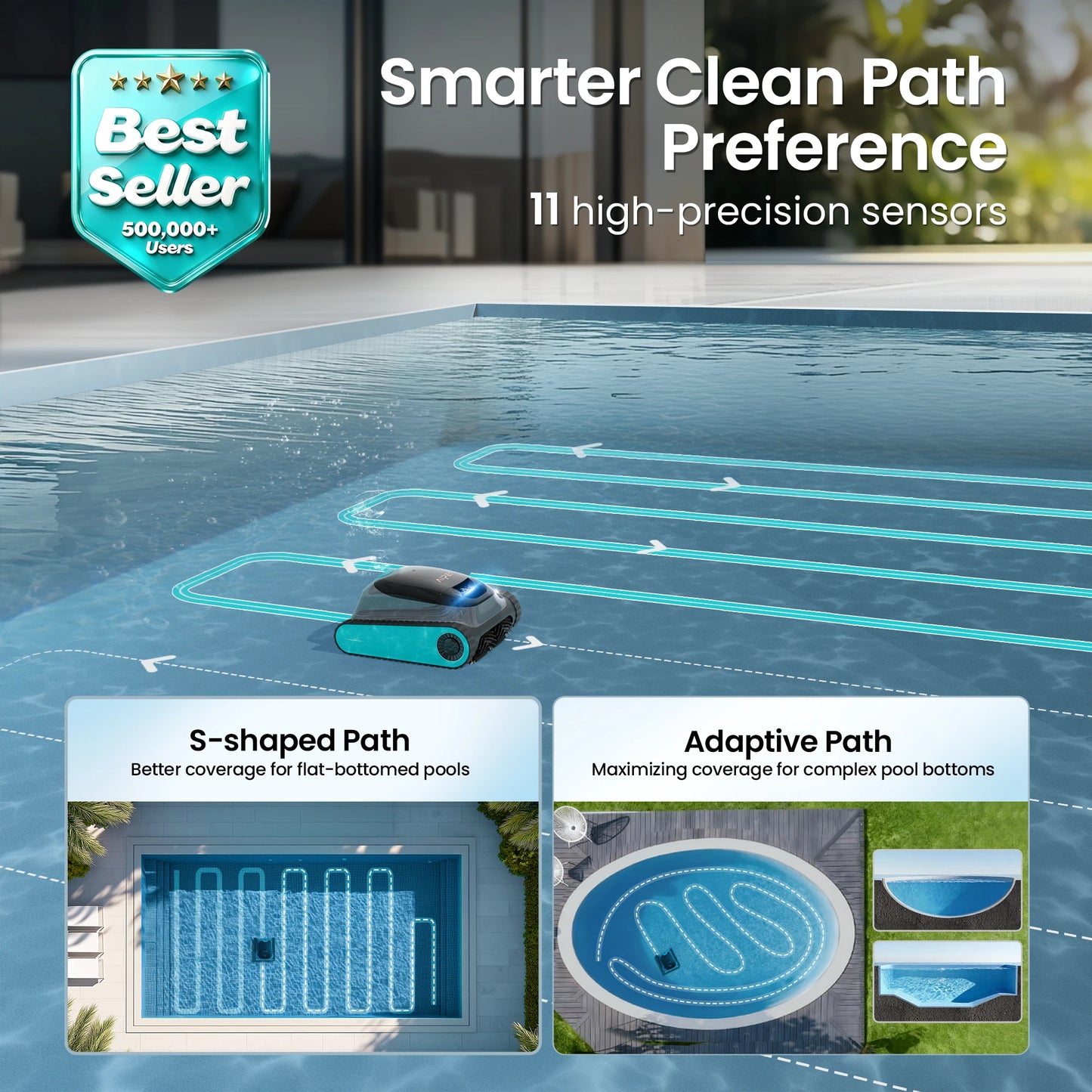 (2026 Upgrade) Aiper Scuba S1  Pool Cleaner Robot,Floor,Wall,Waterline,270-Min Runtime,Shallow Area Cleaning, Smarter Navigation,11 High-Precision Sensors, App SupportI&PX8,Refurbished