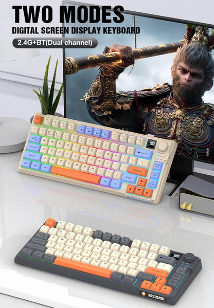 Wireless Keyboard 80 Key 80% Layout Spanish Russian Arabic Korean Keyboard Mouse Set Bluetooth 2.4G 2000mAh Type C K92 Backlight