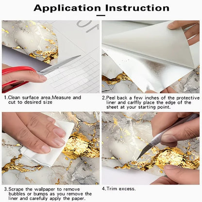 Waterproof High‑Temp Resistant Golden Marble Wall Sticker Self‑Adhesive Anti‑Oil Anti‑Scratch Easy Install Kitchen Backsplash