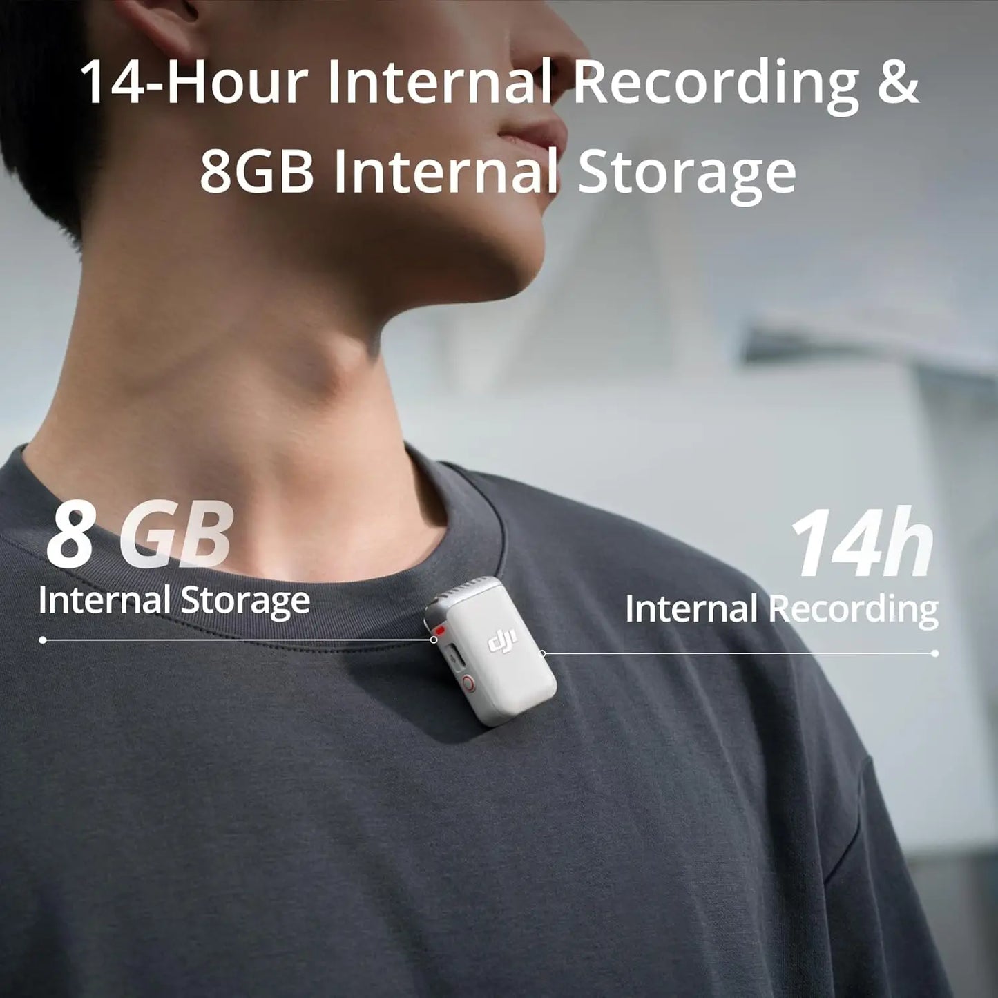 Refurbished Used DJI Mic 2 Transmitter Wireless Bluetooth Microphone with Intelligent Noise Cancelling 14-Hour Internal Recording 6-Hour Battery Magnetic Attachment for Vlogs