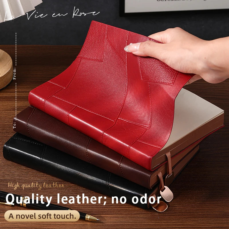 A5 soft cover PU notebook, 300 pages, durable, economical, stylish, thick eye protection paper notebook