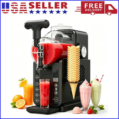 2-in-1 Slushie Machines & Soft Serve Ice Cream Maker, 68oz Vessel No-Ice-Needed  Slushy Maker Machine Frozen Drink Machine