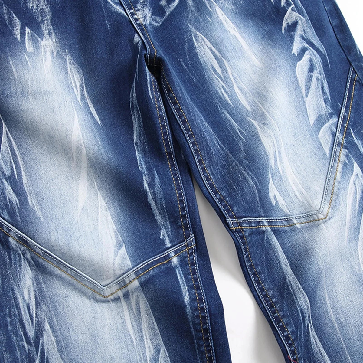 High Street Men's Straight Denim Jeans 100% Cotton Mid Waist Lightweight Knitted Breathable Garment Dyed Distressed Zipper Sizes