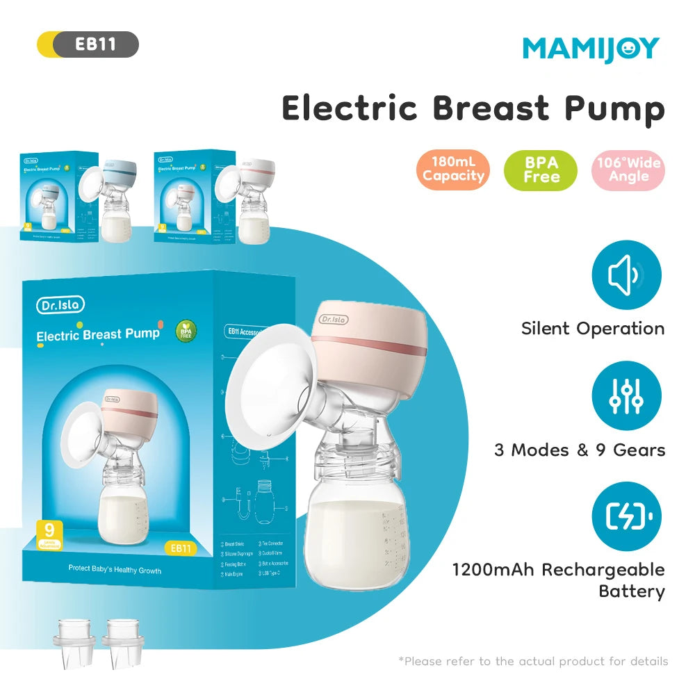 MAMIJOY Portable Electric Breast Pump Intelligent Integrated High Suction Breast Pump Fortable Painless＆Silent Breast EB11