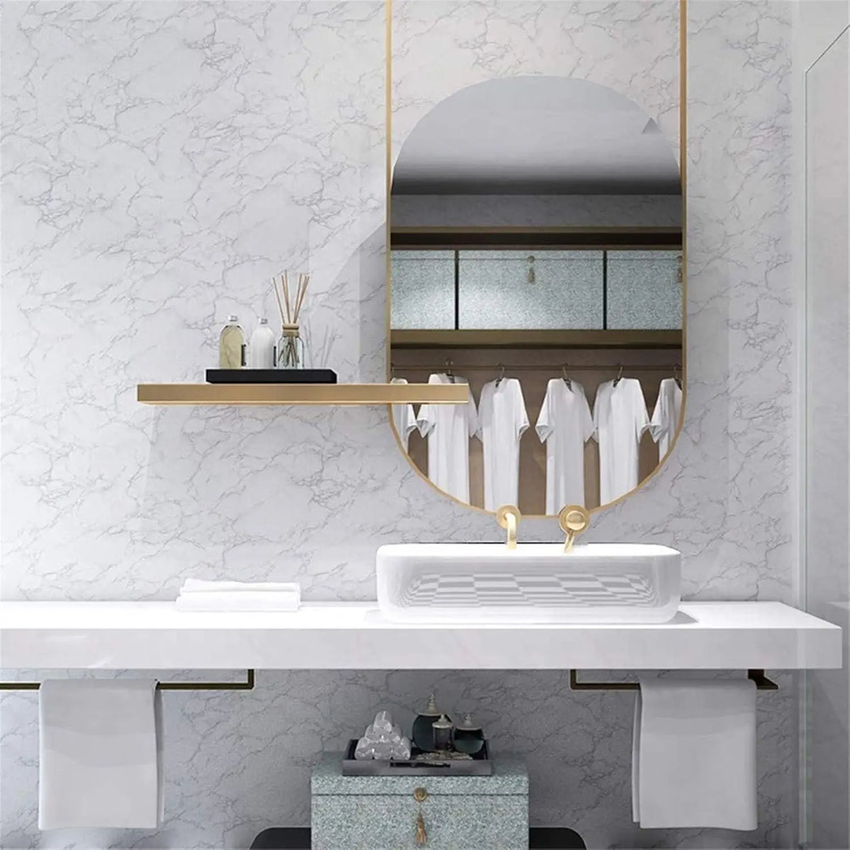 Marble Self-Adhesive Wallpaper Waterproof and Oil Resistant PVC Stickers Kitchen and Living Room Background Wall Wallpaper