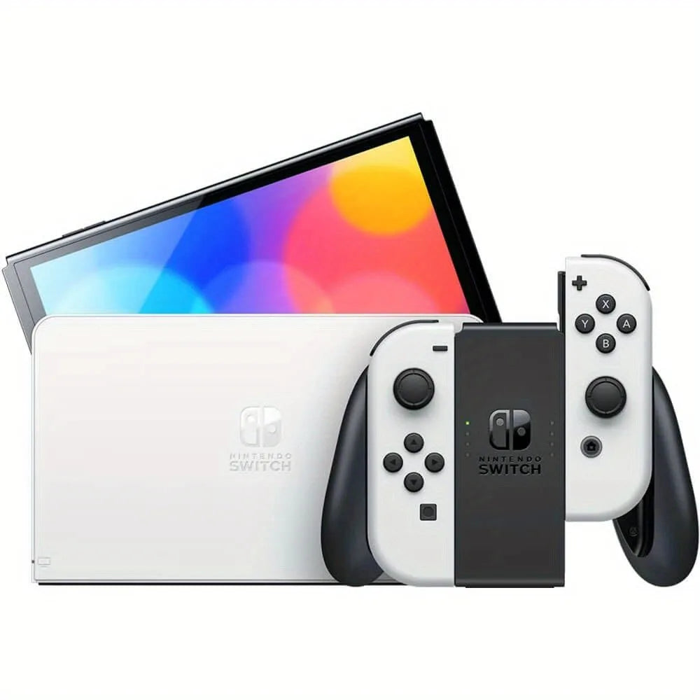 Nintendo Switch OLED Console Bundle with Mario Kart 8 Deluxe Game, White Joy-Con Controllers and Hybrid Gaming System