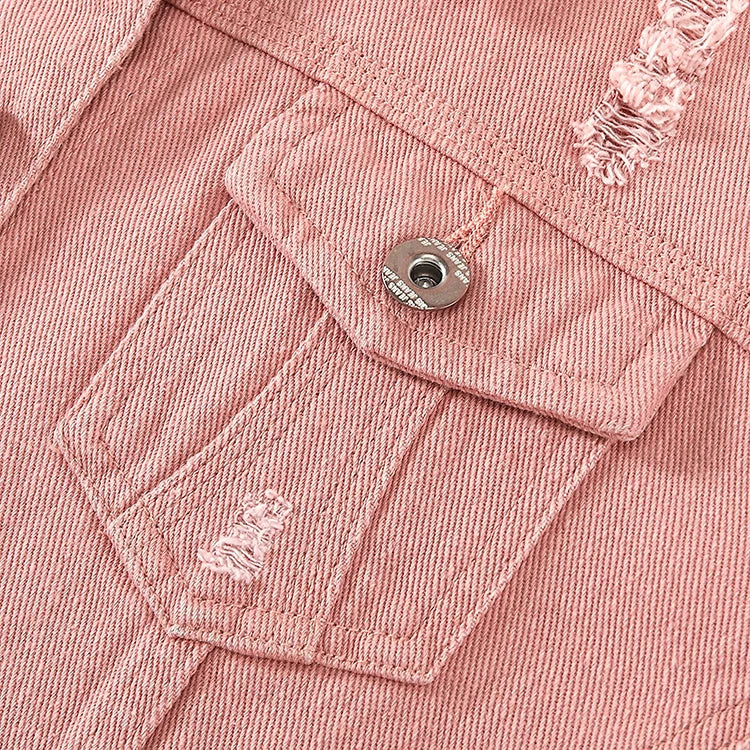 Women's Gothic Fashion Crop Top Denim Jacket Short Lightweight Fitted Stretchy Breathable Eco-Friendly Quick Dry Pockets Button