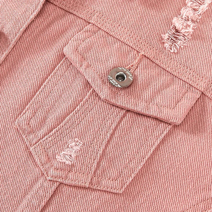 Women's Gothic Fashion Crop Top Denim Jacket Short Lightweight Fitted Stretchy Breathable Eco-Friendly Quick Dry Pockets Button