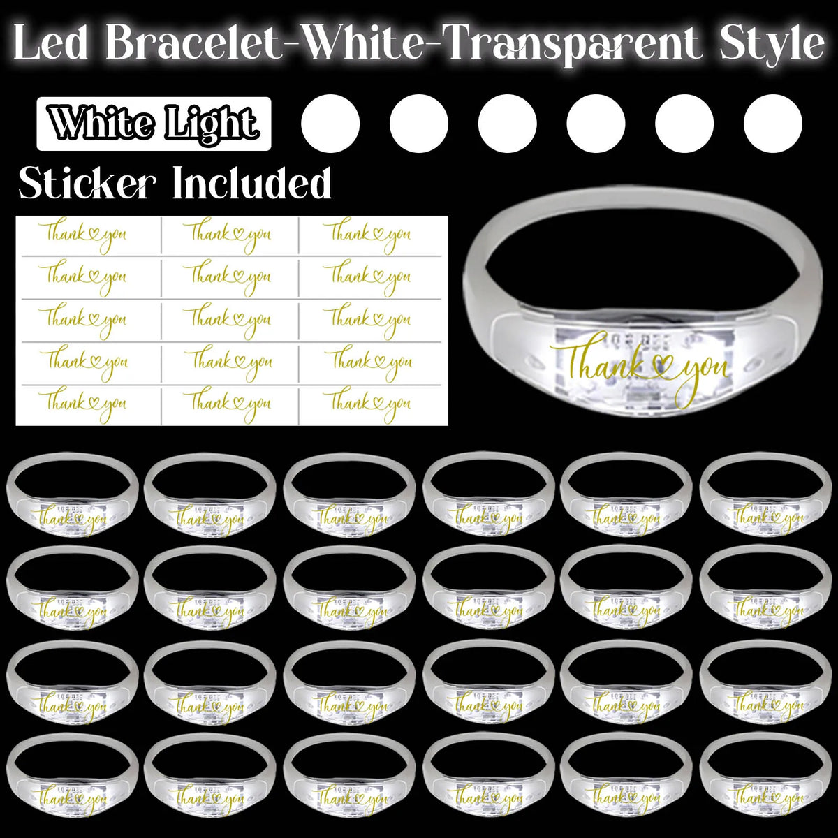 20-200Pcs Music & Sound Activated LED Bracelet Light up Bracelet Glow in the Dark Bracelets Wedding Party Accessories for Guests