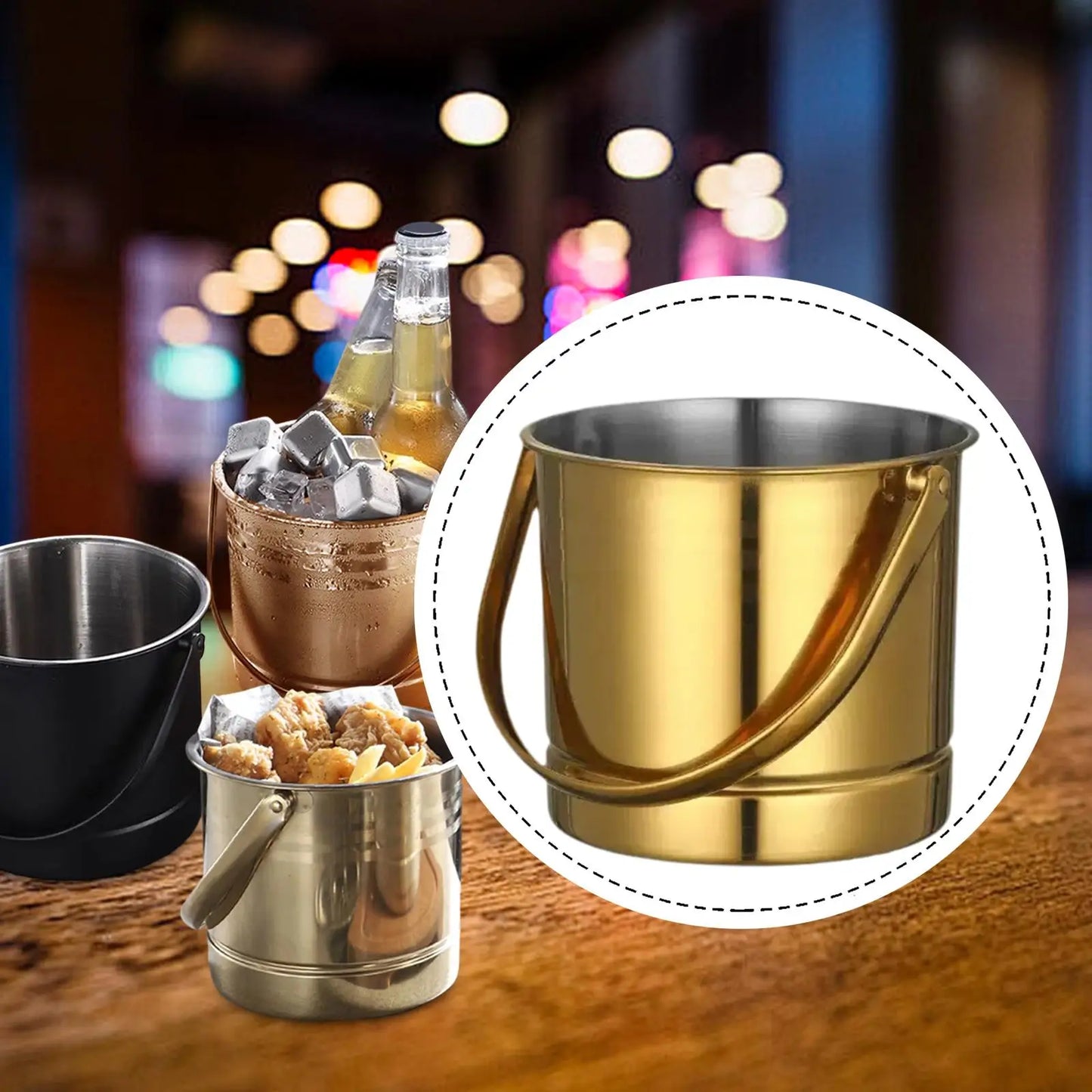 Stainless Steel Ice Bucket Champagne Wine Beer Cooler with Handle for Home Kitchen Party Bar Portable 1.5L/2L/2.5L /2.8L
