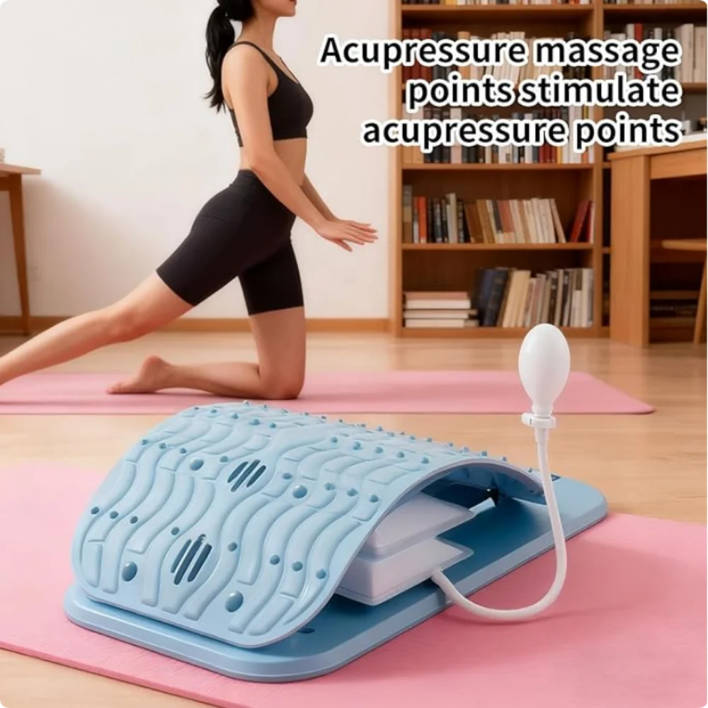 Lower Back Massager Stretcher Adjustable Manual Airbag Lumbar Tractor Ergonomic Lumbar Support Board Ergonomic Lumbar Support Board Comfortable Acupressure Points Ergonomic Design