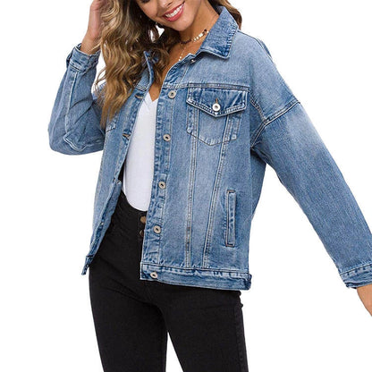 High Premium Custom Women's Casual Jeans Jacket New Style Oversized Fit Washed Denim with Button Decoration for Autumn