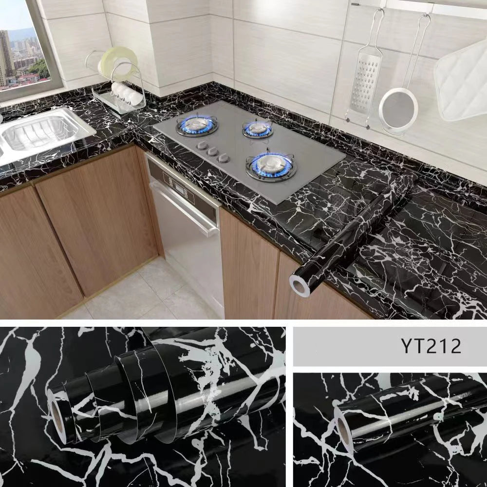 Marble Self-Adhesive Wallpaper Waterproof and Oil Resistant PVC Stickers Kitchen and Living Room Background Wall Wallpaper