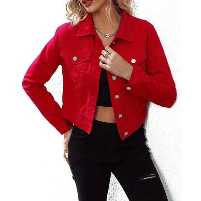 Custom Distressed Denim Jackets for Women Lightweight Breathable with Cotton Filling Material Gothic Casual Button Design