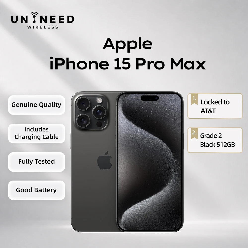Apple / iPhone 15 Pro Max / A2849 / Genuine Original Apple Device, Authentic Hardware, Free Charging Cable Included Good Condition Refurbished Used Iphone