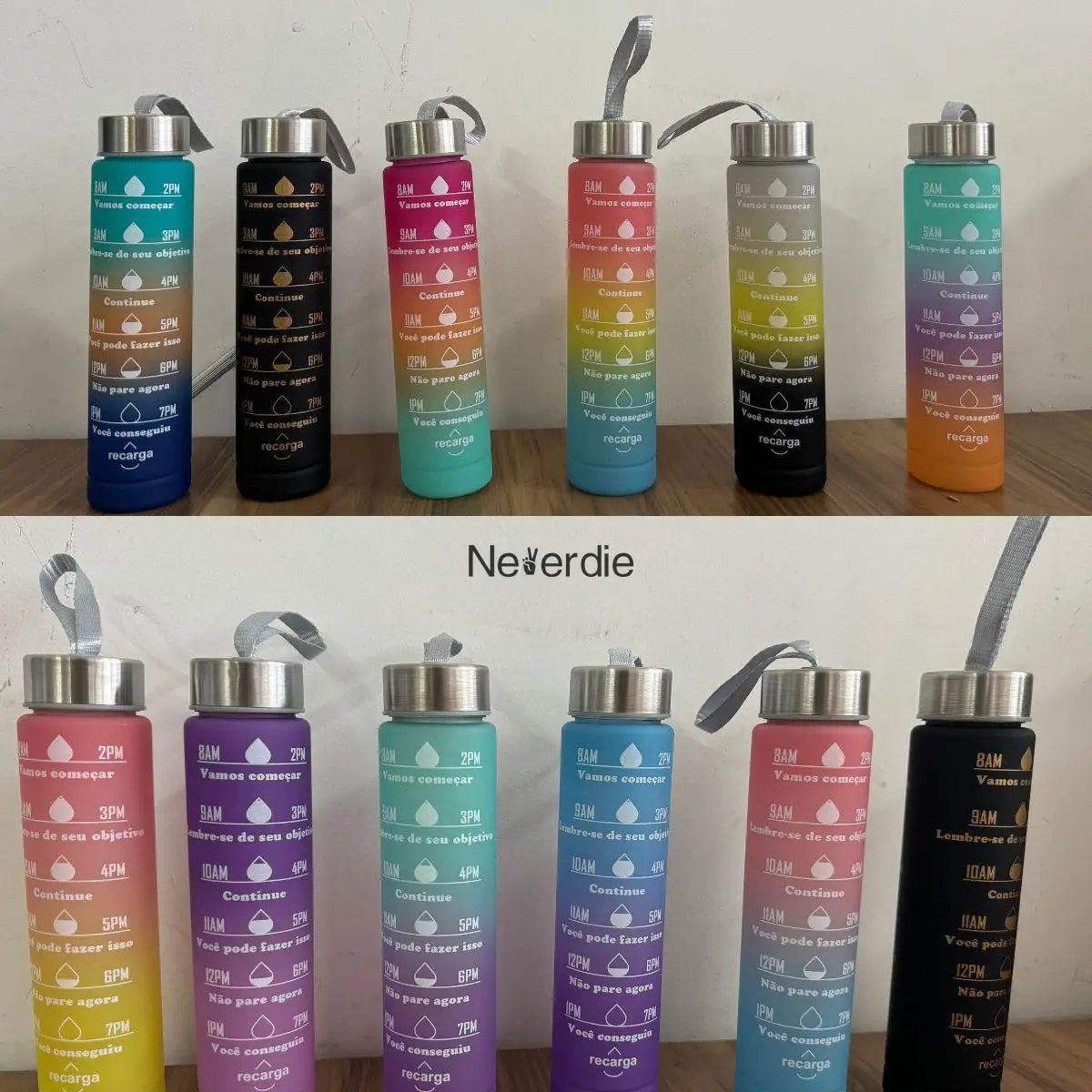 300ml Bottle of Water Motivational in Portuguese Squeeze Capacity