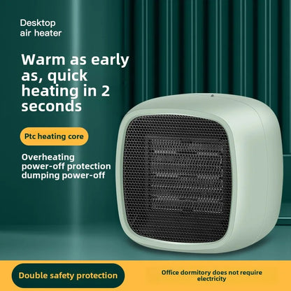 Compact Space Heater, 2 Seconds Fast Heating, Portable Electroceramic PTC Heater, Silent Operation with Overheating and Tipping Off Protection, Indoor Office, Bedroom, Small Living Room or Desktop Use, Mini Portable Heater