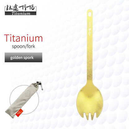 TiTo Outdoor Camping Titanium Spork 13.8g Ultralight Titanium Spoon Long Handle Spoon Outdoor Camping Picnic Titanium Fork