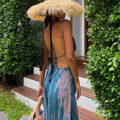Handmade Casual Summer BOHO Harem Wide Leg Pants Gypsy Yoga Belly Dance Art Pallazo Wrap Sarong Tie Dye High Elastic Waist