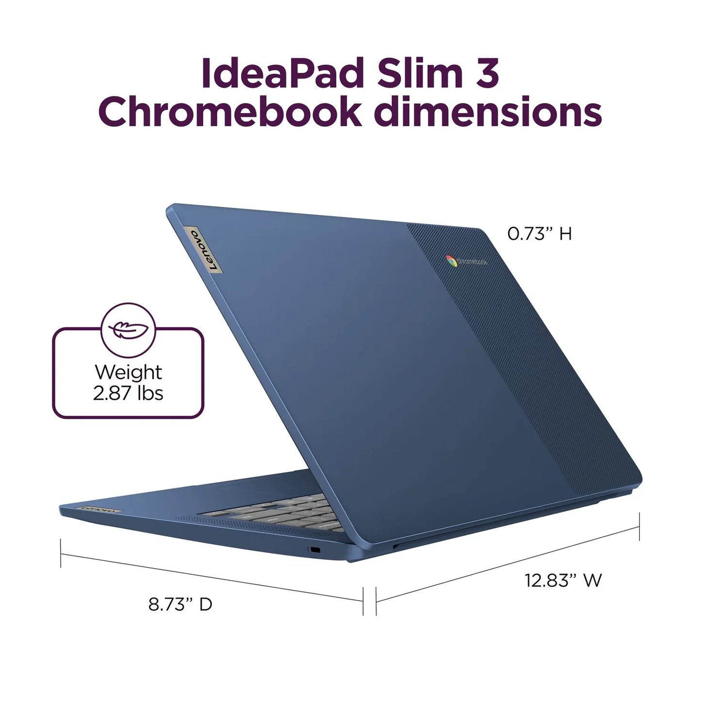 Lenovo IdeaPad Slim 3 Chromebook, 14'' Full HD, MediaTek Kompanio 520, 4GB RAM, Up to 320GB Storage(64GB eMMC+256GB SD Card), Chrome OS, Abyss Blue