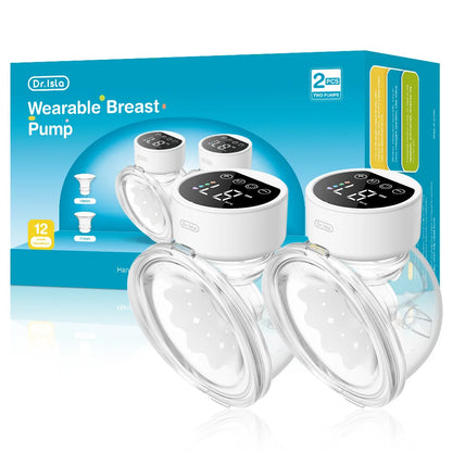 MAMIJOY 2PCS Wearable Electric Breast Pumps 4 Modes＆12 Levels Hands Free Breast Pump 40dB Low Noise Free 19/24mm Flange DEB26D