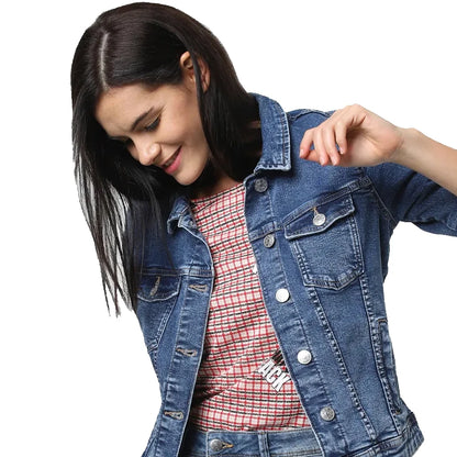 Denim Jackets Hot Selling Women's Slim Fit Washed Turn Down Collar Comfort Fit Vintage Wear High Street Wear OEM Denim Jacket