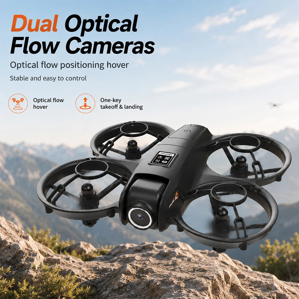 ZNLYRION  Mini Full Protective Drone YL3PK With 2.4 Inch Screen Remote Dual Camera Optical Flow Hover 2 Batteries Indoor RC Quadcopter