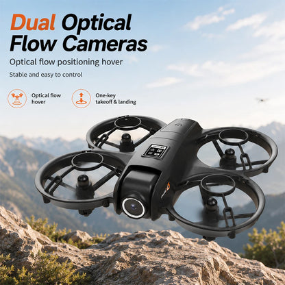 ZNLYRION  Mini Full Protective Drone YL3PK With 2.4 Inch Screen Remote Dual Camera Optical Flow Hover 2 Batteries Indoor RC Quadcopter
