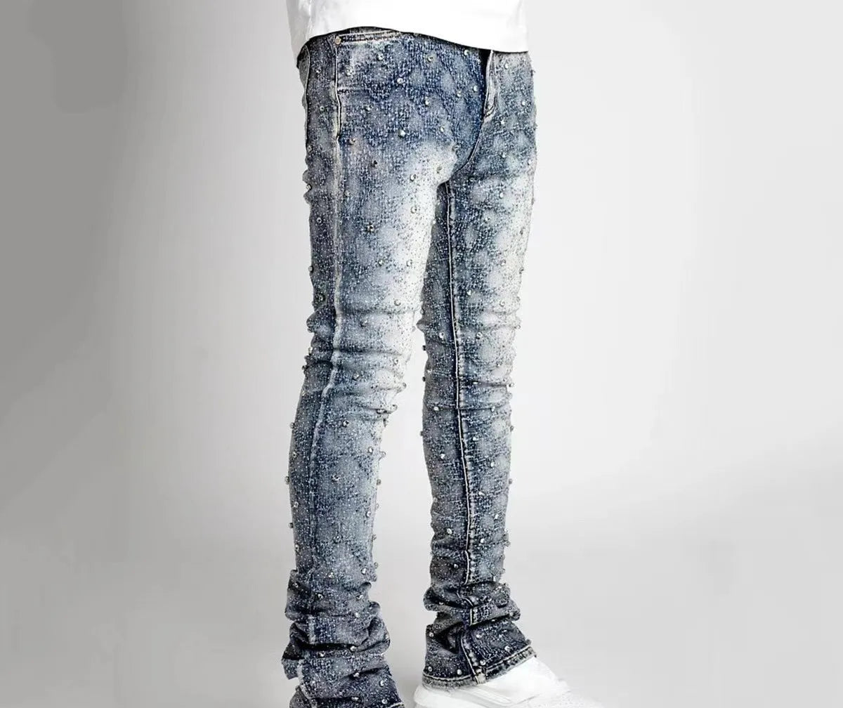 High Quality Plus Size Men's Jeans Custom Logo Vintage Fashion Denim Straight Style Mid Waist Waterproof Feature Wholesale
