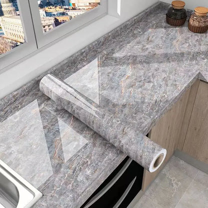 Marble Self-Adhesive Wallpaper Waterproof and Oil Resistant PVC Stickers Kitchen and Living Room Background Wall Wallpaper