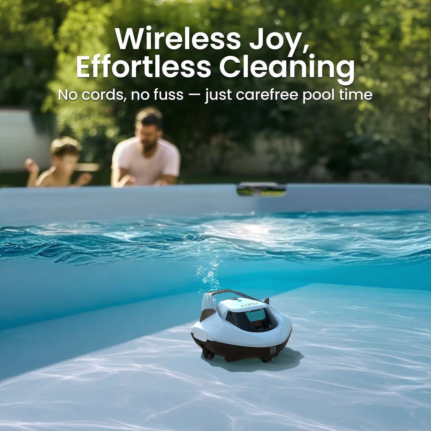 Seagull SE 2025 AIPER Cordless  Pool Robot Cleaner with 1200GPH Strong Suction, 90 Mins Runtime, LED Indicator,Pool Vacuum for Above-Ground Pool up to 40 Feet, Refurbished,White