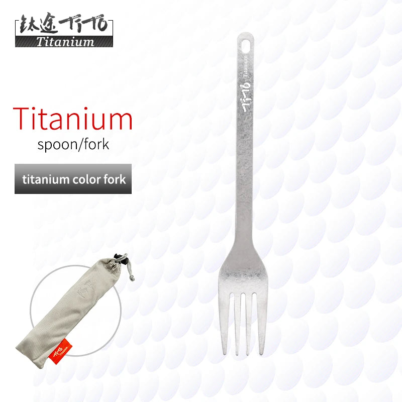 TiTo Outdoor Camping Titanium Spork 13.8g Ultralight Titanium Spoon Long Handle Spoon Outdoor Camping Picnic Titanium Fork