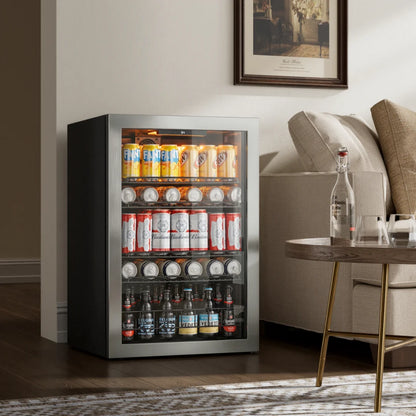 beverage cooler 3.1/3.35/4.59 cu.ft 88/95/130L Single temperature zone Direct cooling beverage/beer refrigerator Built in LED ambient-lighting light Perfect for kitchen/living room/office area/bar counter and other occasions