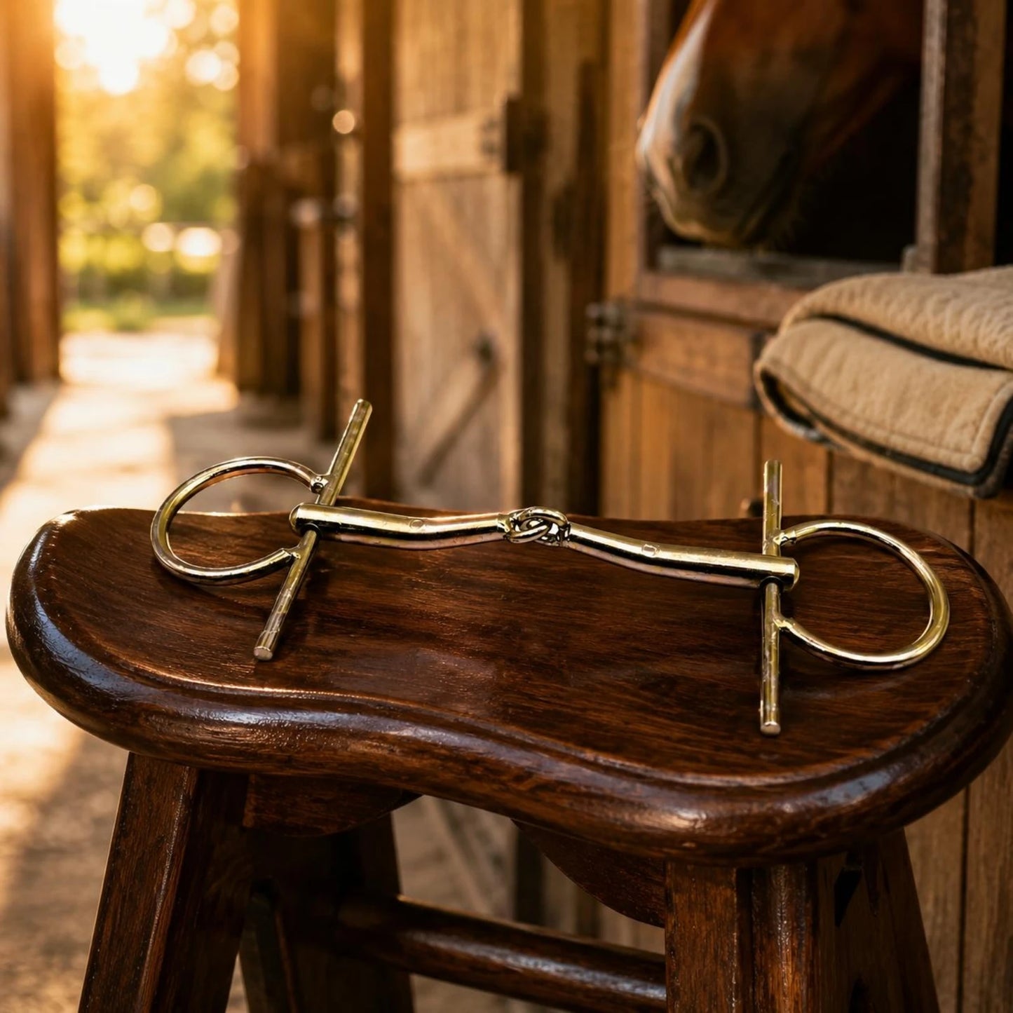 H-Shaped Horse Bit Straight Cheek Cheek Pieces Stainless Metal Riding Gear Golden Finish Finish Bridle Hardware